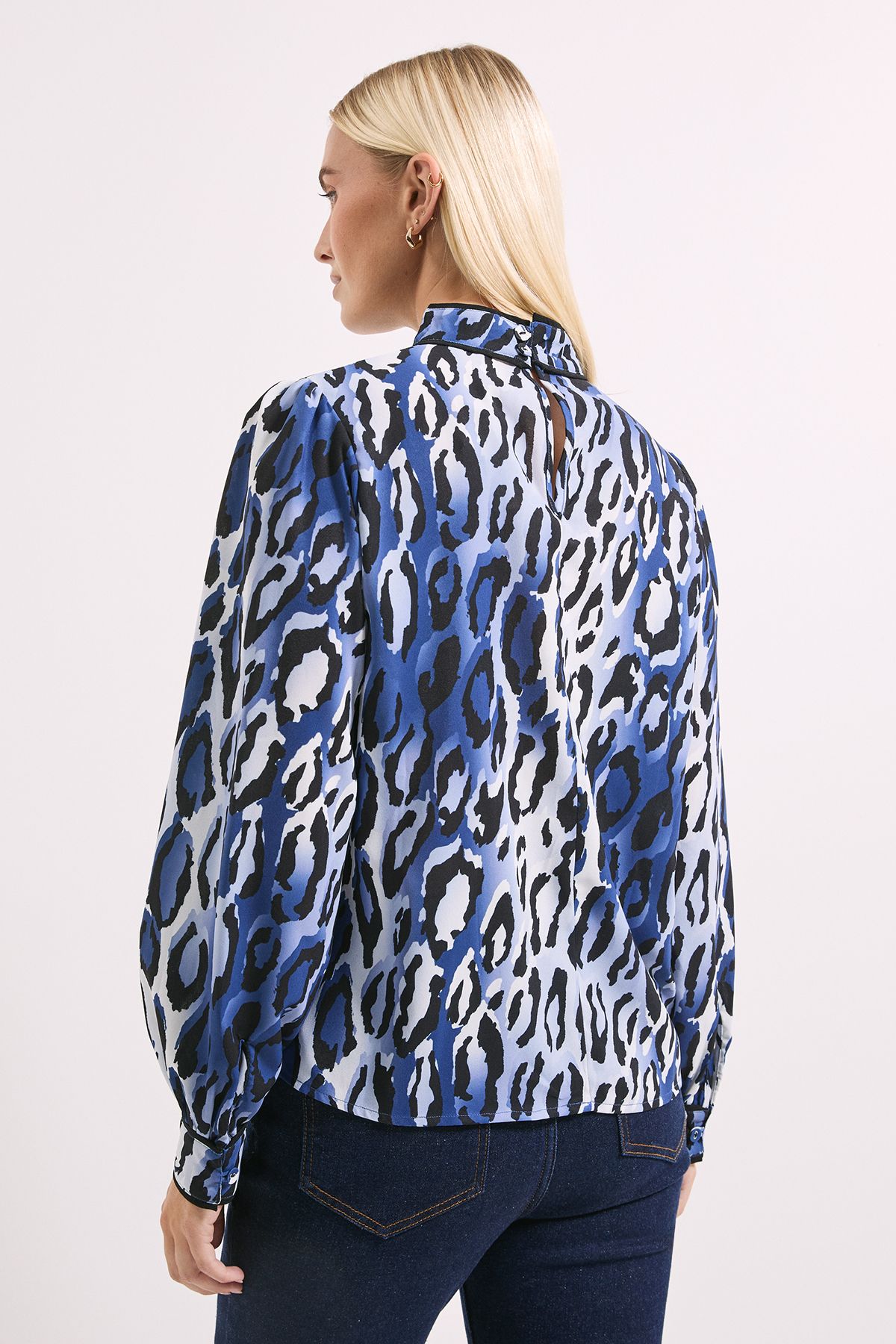 Principles Leopard Print High Neck Blouson Sleeve Blouse Animal image 3