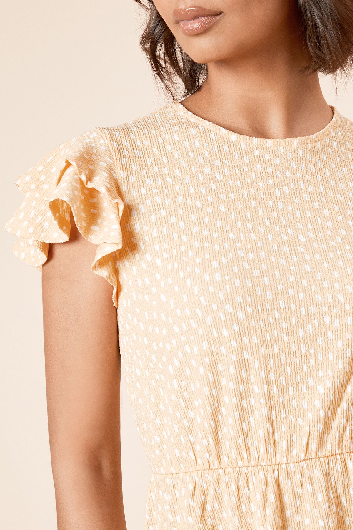 Dorothy Perkins Yellow Spot Double Angel Sleeve Jersey Mini Dress Yellow image 5