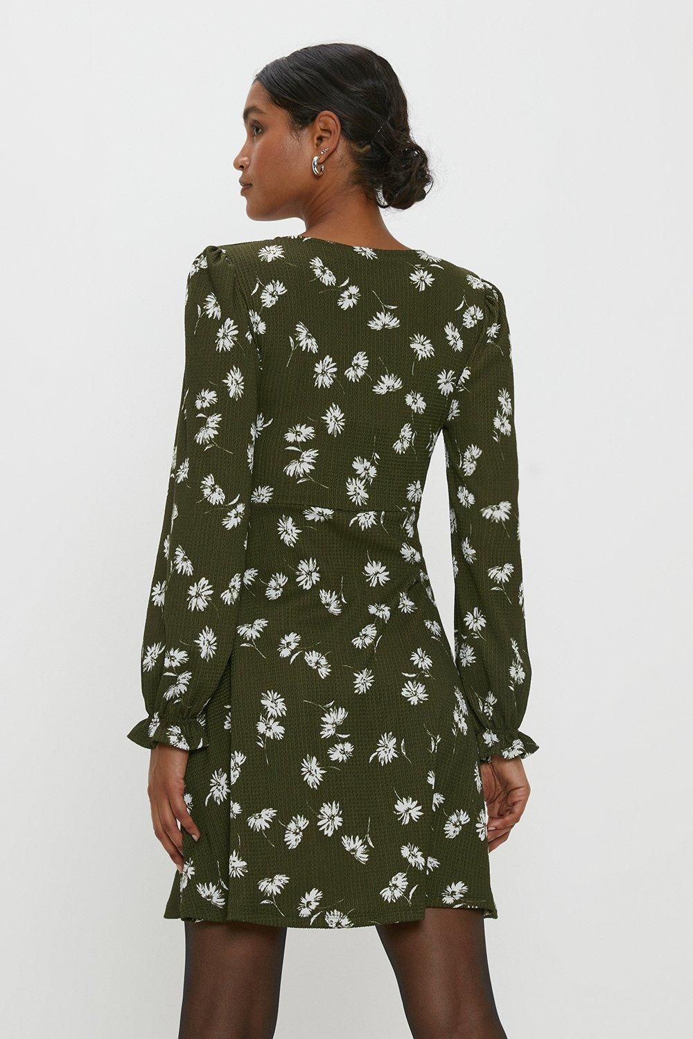 Dorothy Perkins Khaki Floral Mini Dress Khaki image 3