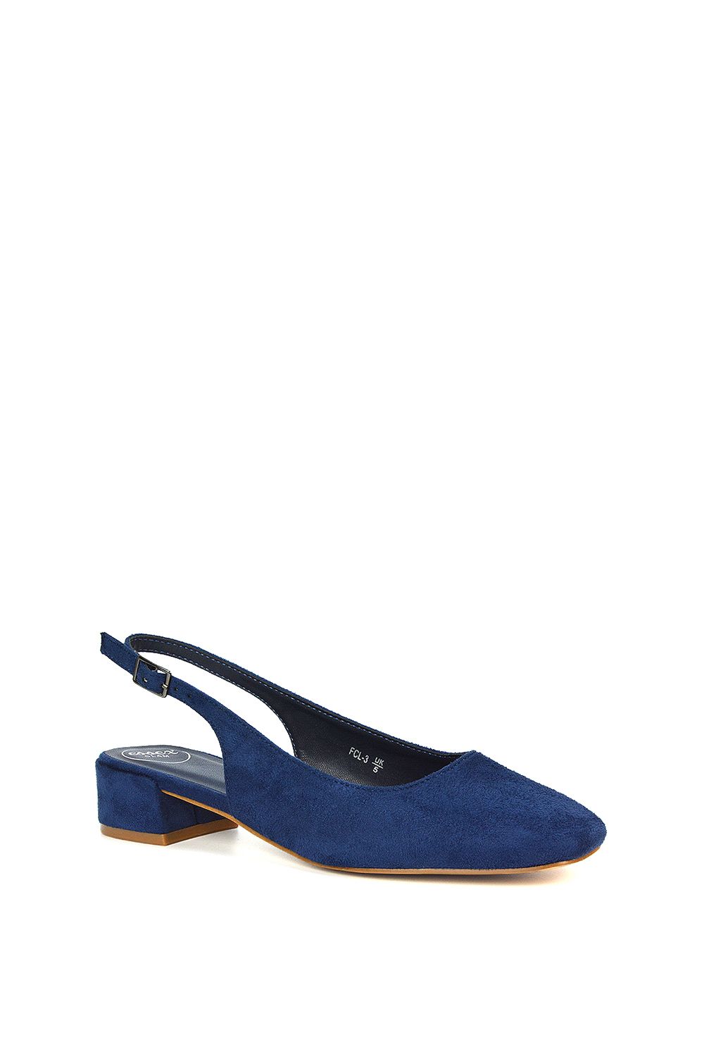 XY London 'Jilly' Square Toe Slingback Low Block Heel Court Shoes image 2