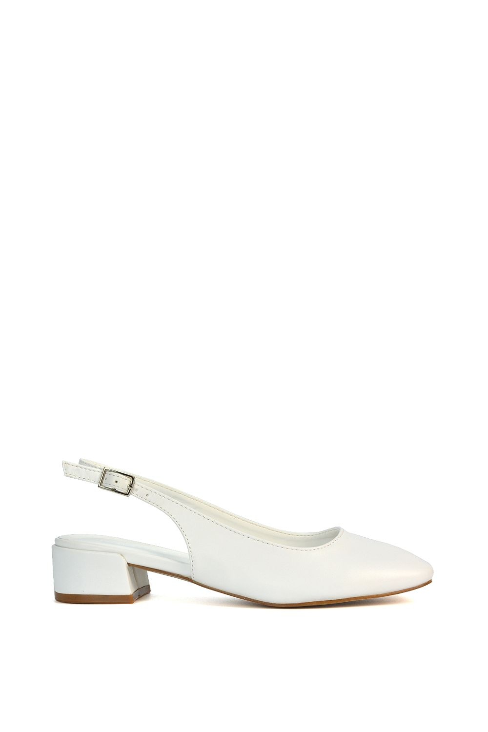 XY London 'Jilly' Square Toe Slingback Low Block Heel Court Shoes image 1