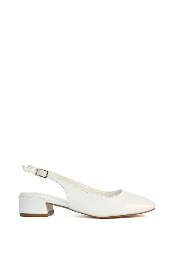 XY London 'Jilly' Square Toe Slingback Low Block Heel Court Shoes