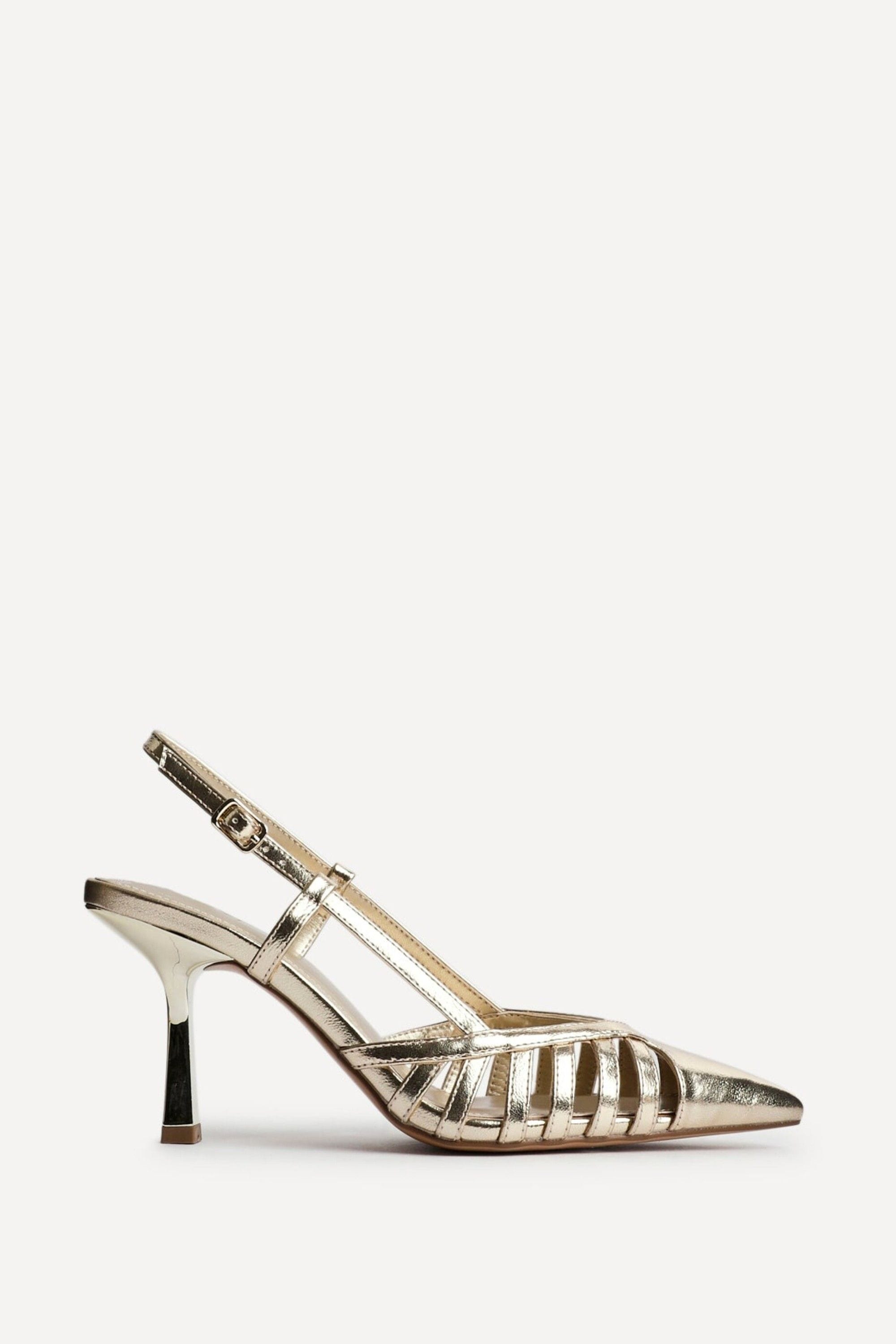 Linzi Alias Gold Faux Leather Cut Out Slingback Court Heels image 1