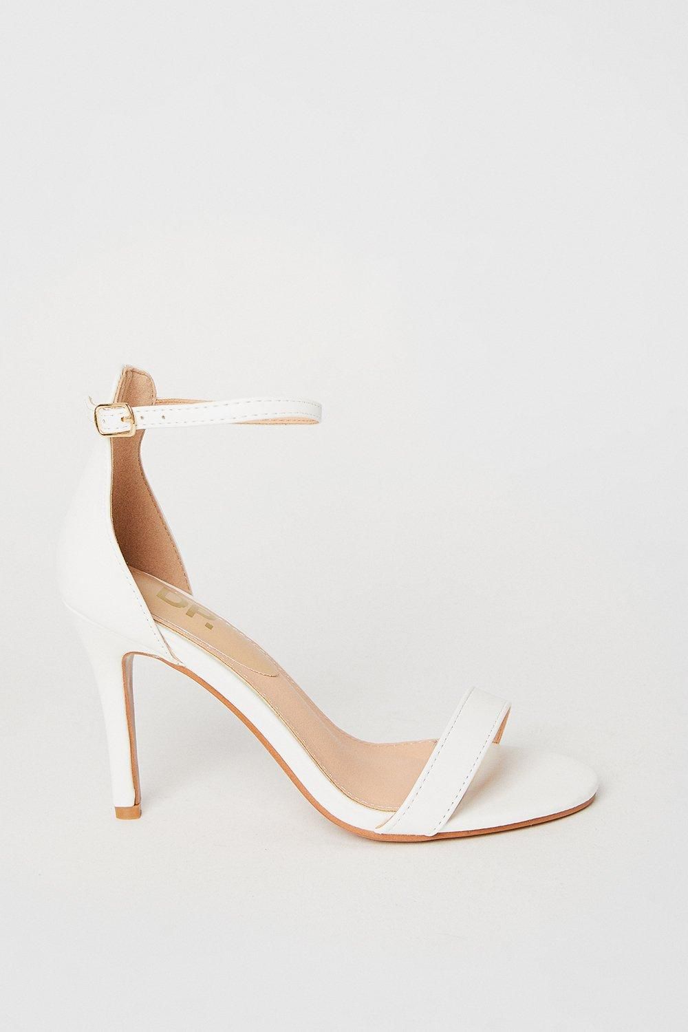 Dorothy Perkins Wide Fit Tyla Barely There High Stiletto Heel Sandals White image 2