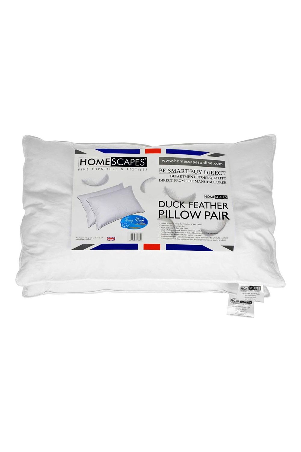 Homescapes Duck Feather Pillow Pack x 4 Luxurious, Ethically Sourced Comfort image 2