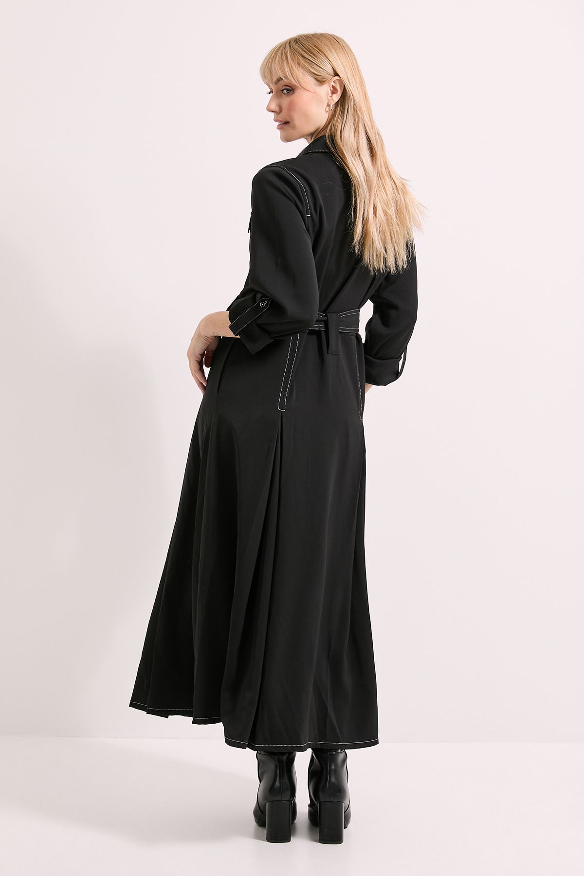 Principles Black Stitch Belted Utility Dress Black image 3