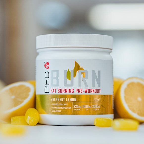 PhD Nutrition Burn Pre-Workout Powder Sherbert Lemon 200G image 2