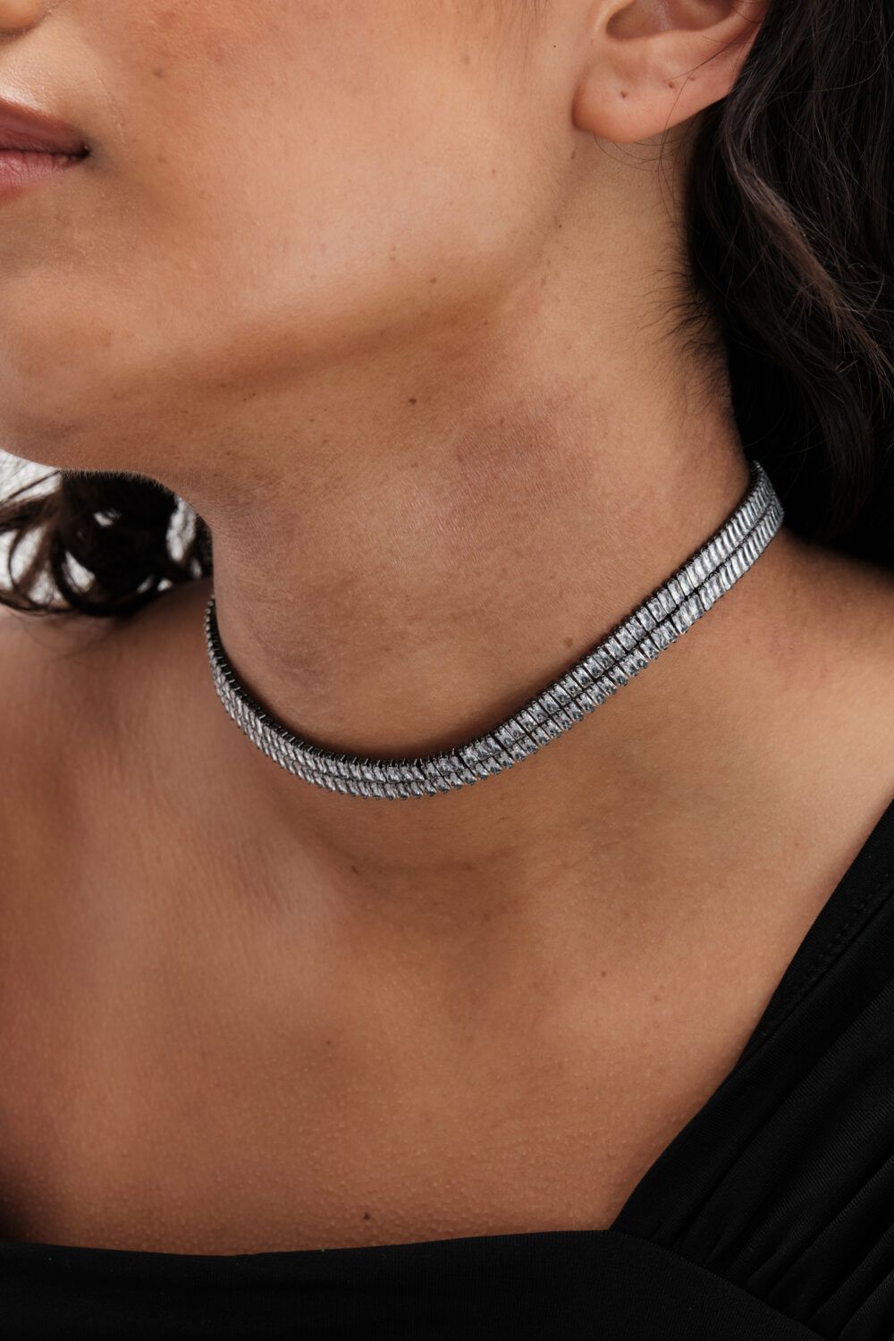 Mood Hematite Crystal Double Baguette Choker Necklace image 2