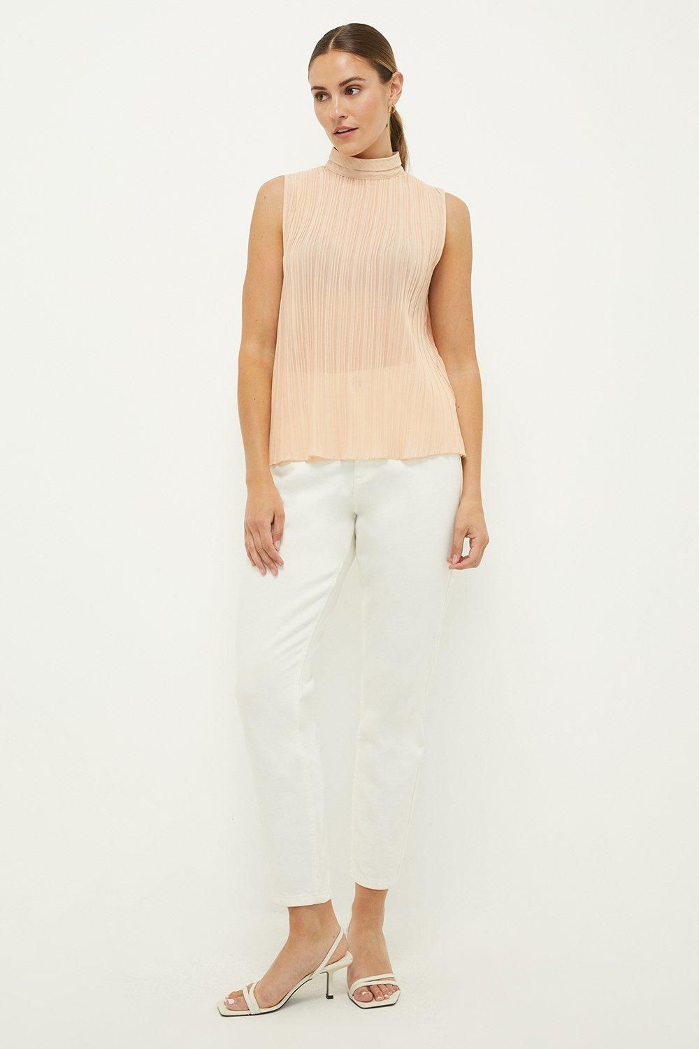 Dorothy Perkins Pleated High Neck Shell Top Blush image 4