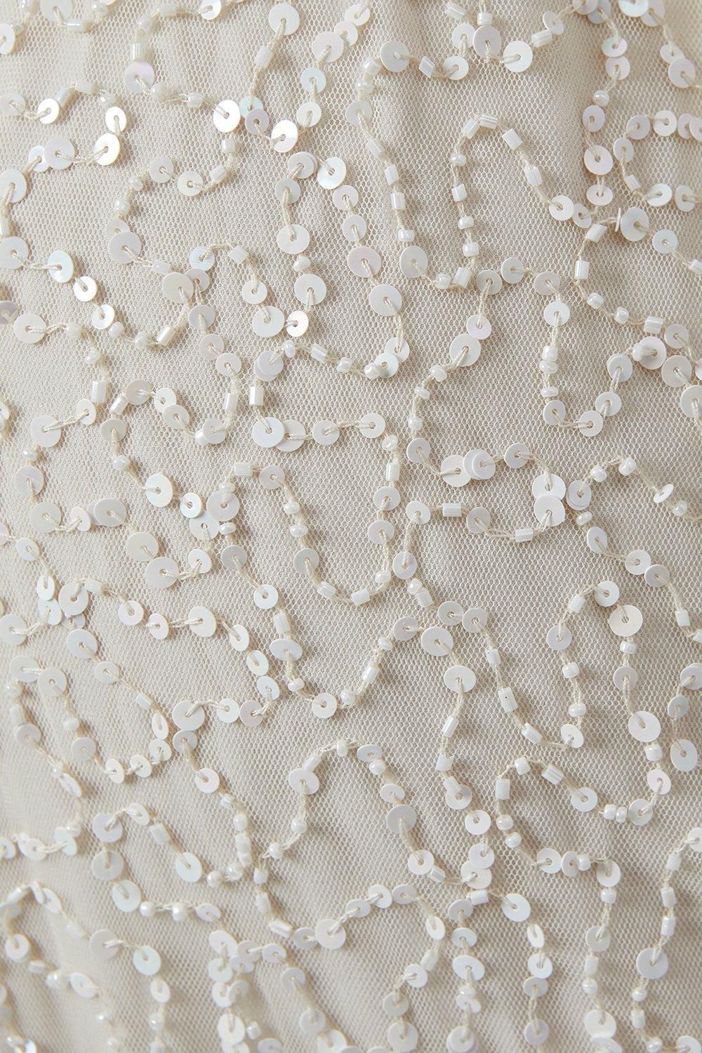 Coast Maternity Cowl Back Long Sleeve Embellished Wedding Dress Ecru image 5