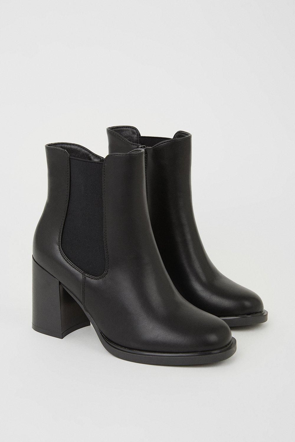 Oasis High Block Heel Chelsea Boots Black image 3