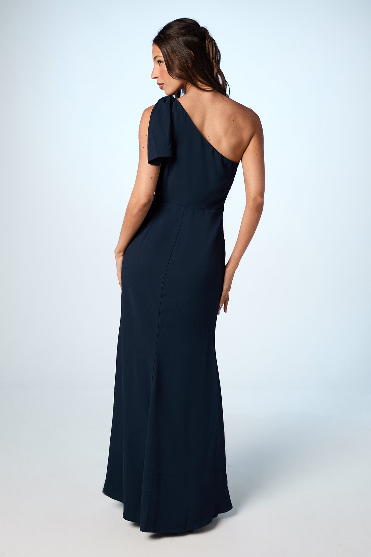 Coast Coast Honoured Bow One Shoulder Maxi Bridesmaid Dress Navy image 3