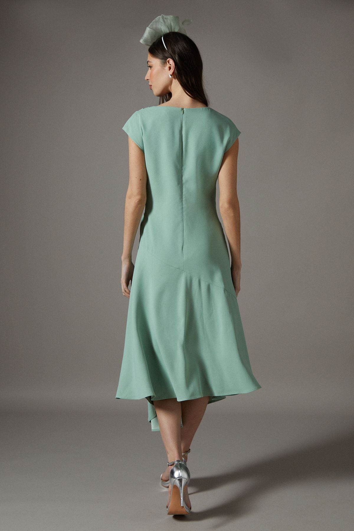 Coast Drape Side Cap Sleeve Midi Dress Sage image 3