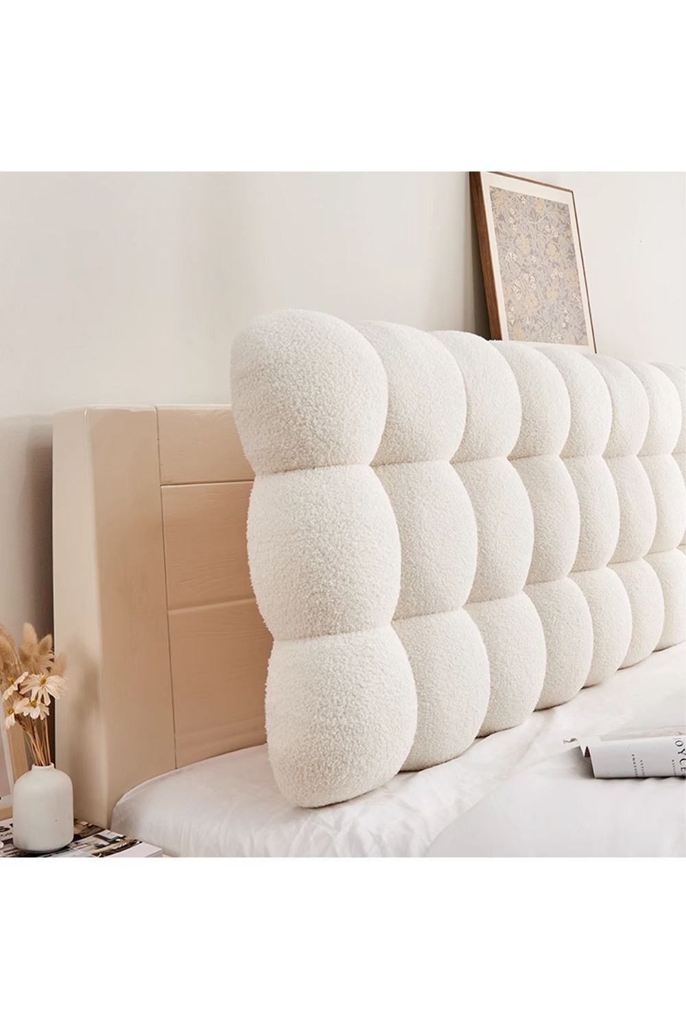 Living and Home Textured Bubble Design Plush Headboard Bolster Pillow image 3