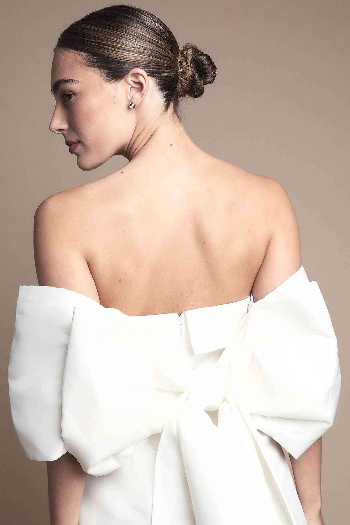 Coast Strapless Minimal Twill Mini Wedding Dress Ivory image 4