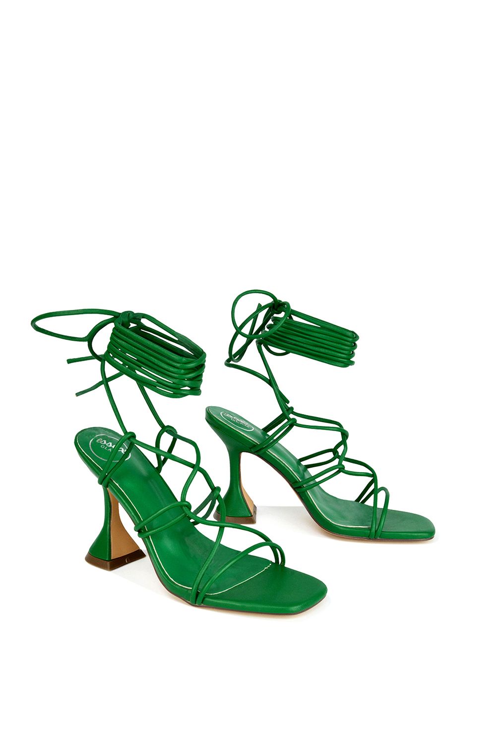 XY London 'Briar' Lace up Square Toe Sculptured Mid High Heels image 4