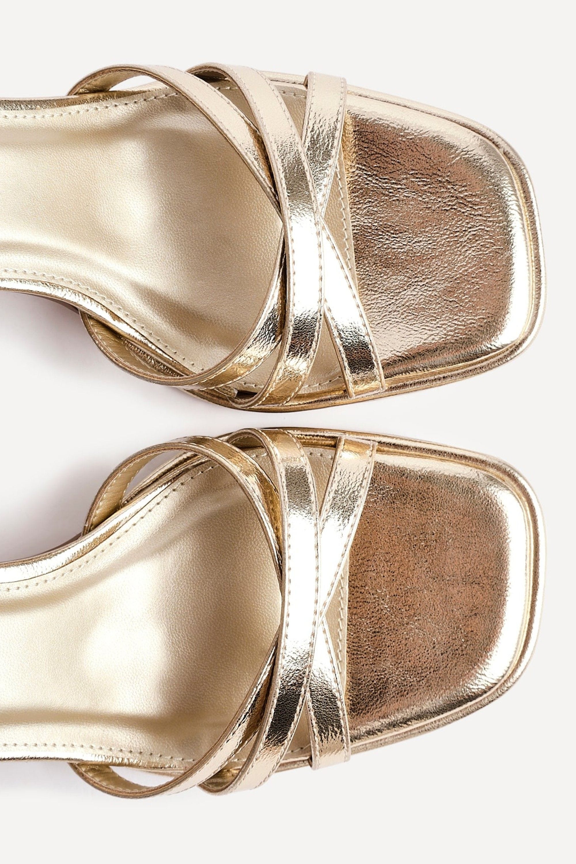 Linzi Faro Gold Faux Leather Strappy Heeled Sandals image 5