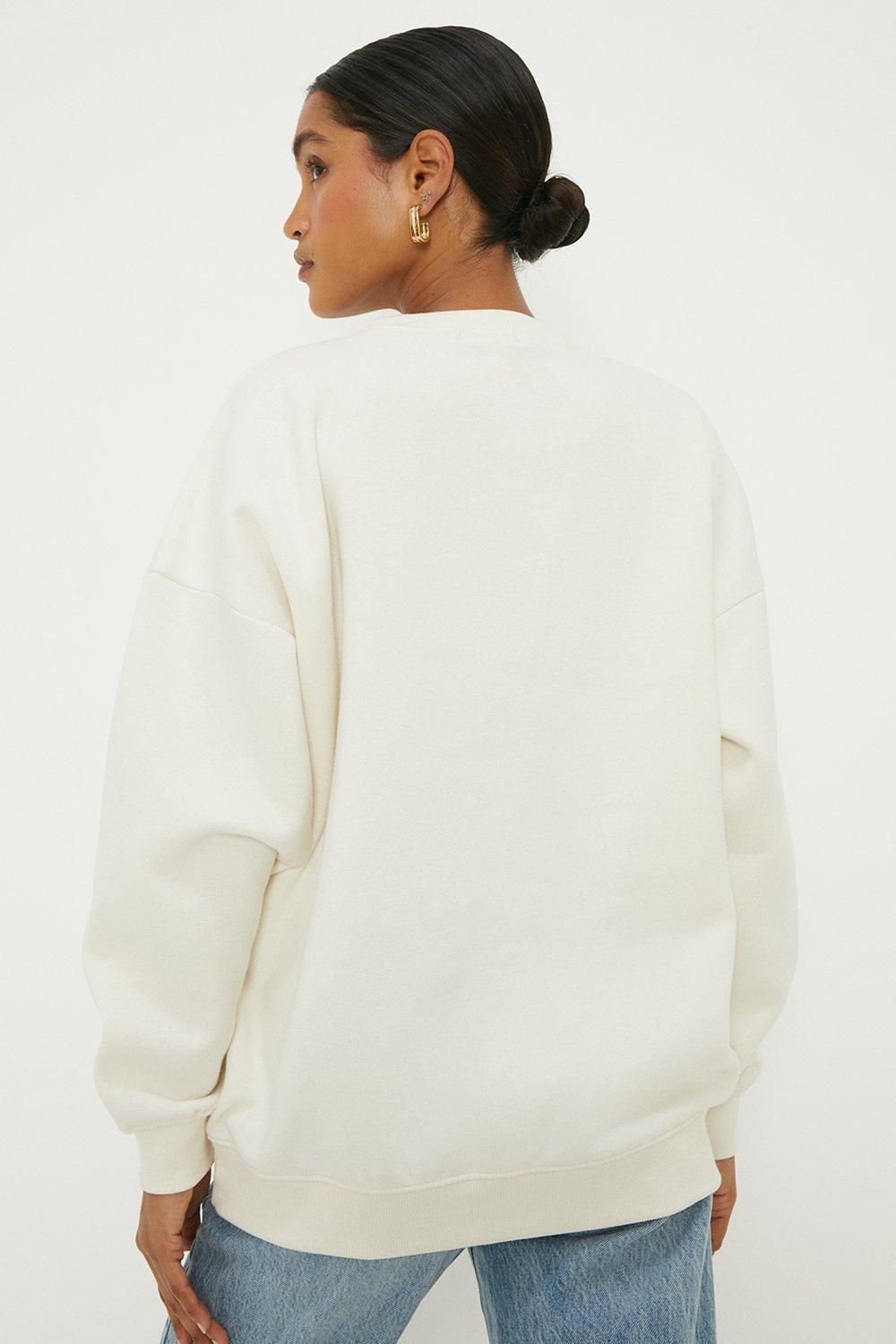 Dorothy Perkins Embroidered Crew Neck Sweatshirt Ivory image 3