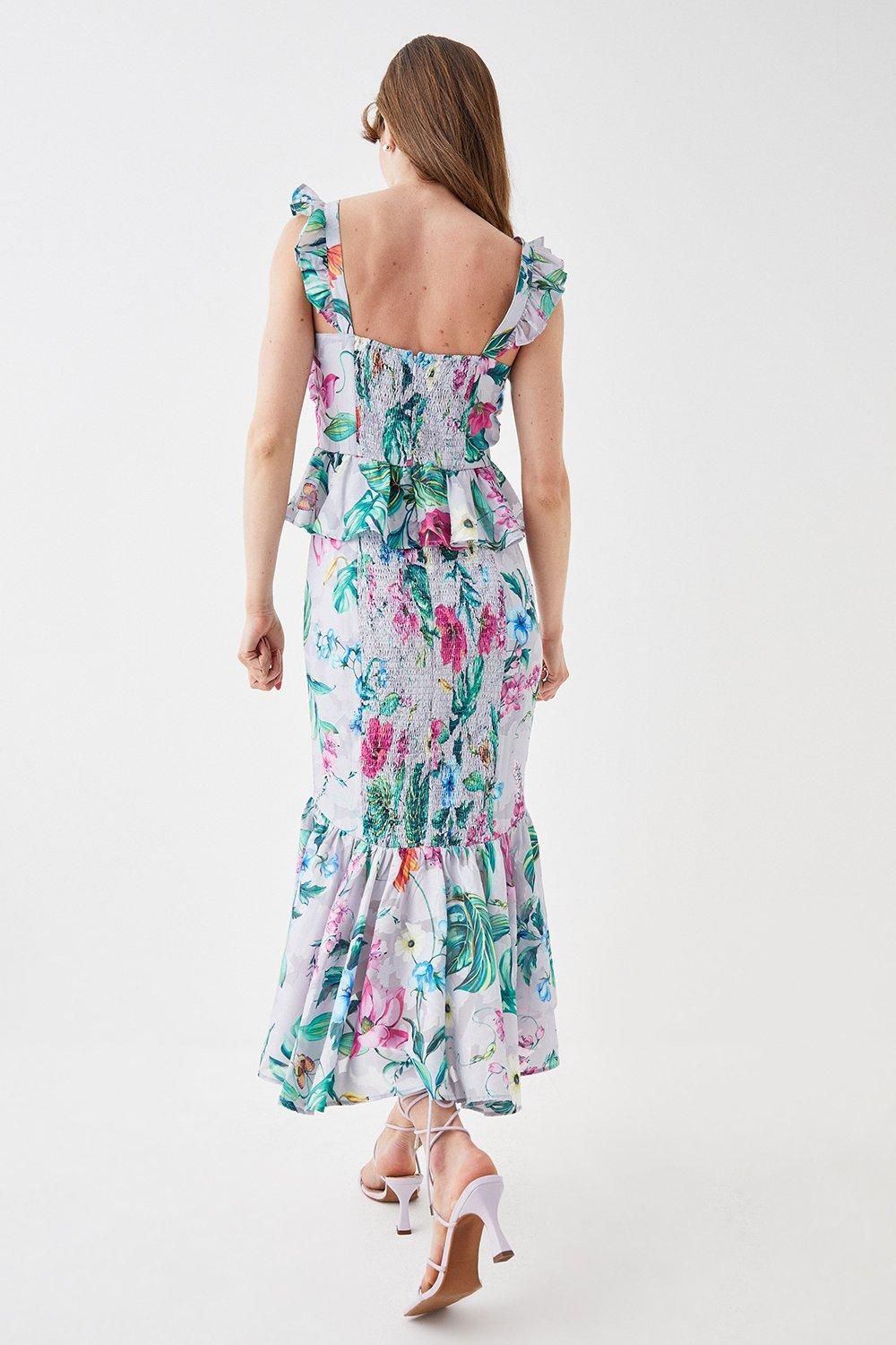 Coast Twist Front Georgette Jacquard Midi Dress Grey image 3