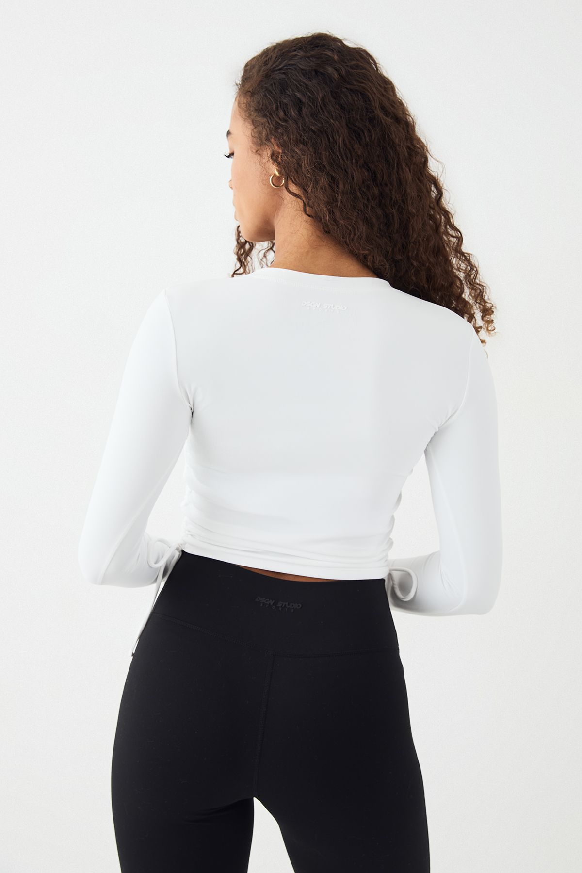DSGN Studio DSGN Studio Ultra Sculpt Ruched Side Long Sleeve Top White image 2
