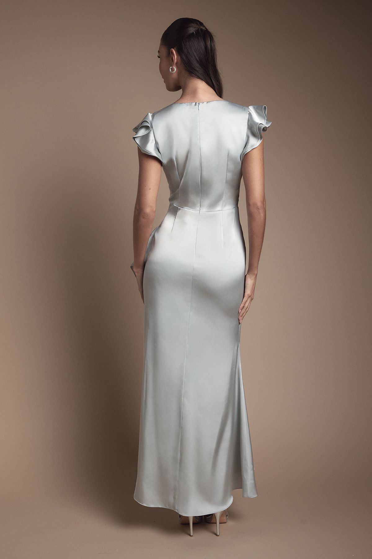 Coast Wrap Front Frill Hem Cap Sleeve Bridesmaid Dress Sage image 3