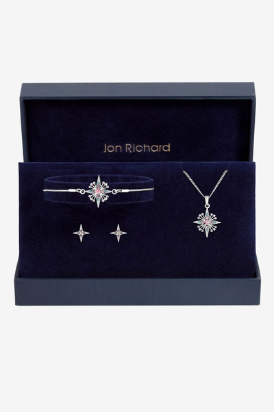 Jon Richard Silver Plated Diamond Cut Star Trio Set - Gift Box