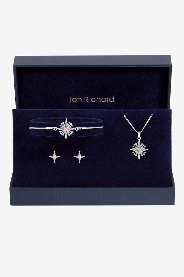 Jon Richard Silver Plated Diamond Cut Star Trio Set - Gift Box