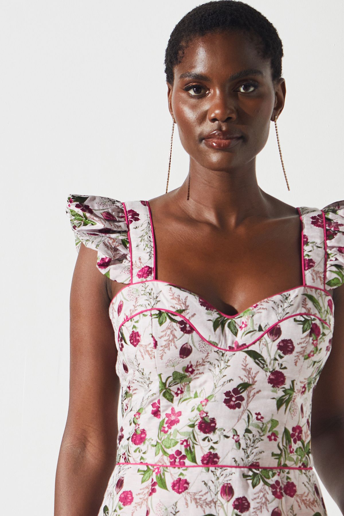 Coast Sweetheart Neck Jacquard Dress Multi image 4