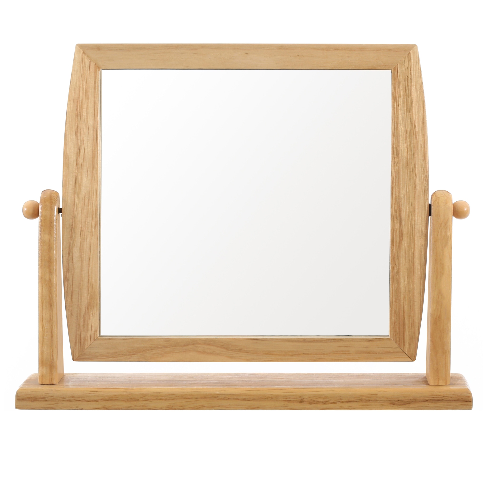 Orsina Wooden Frame Swivel Mirror, Durable 25x28cm Pine Wood Tabletop Mirror, Natural Finish image 2