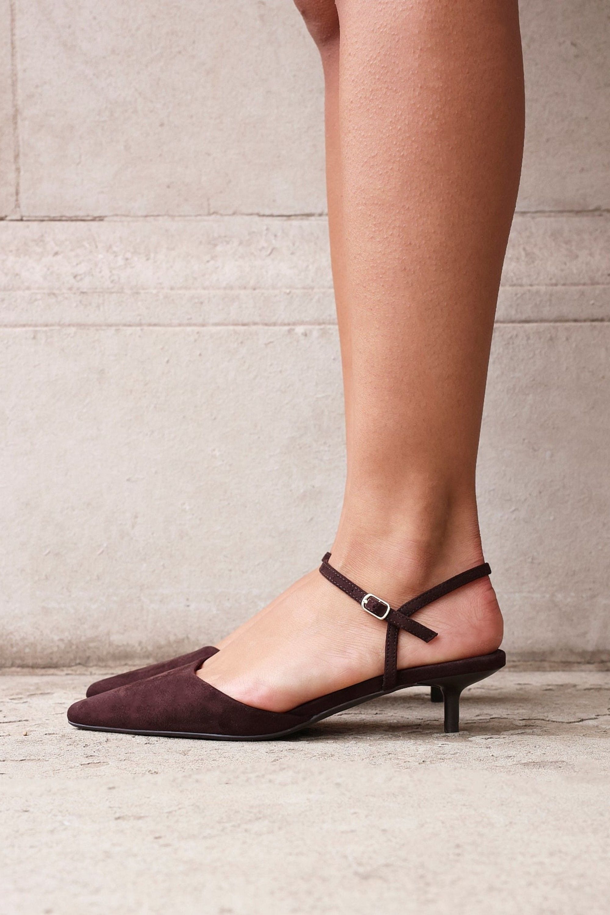 Linzi Vogue Brown Faux Suede Kitten Court Heel image 6