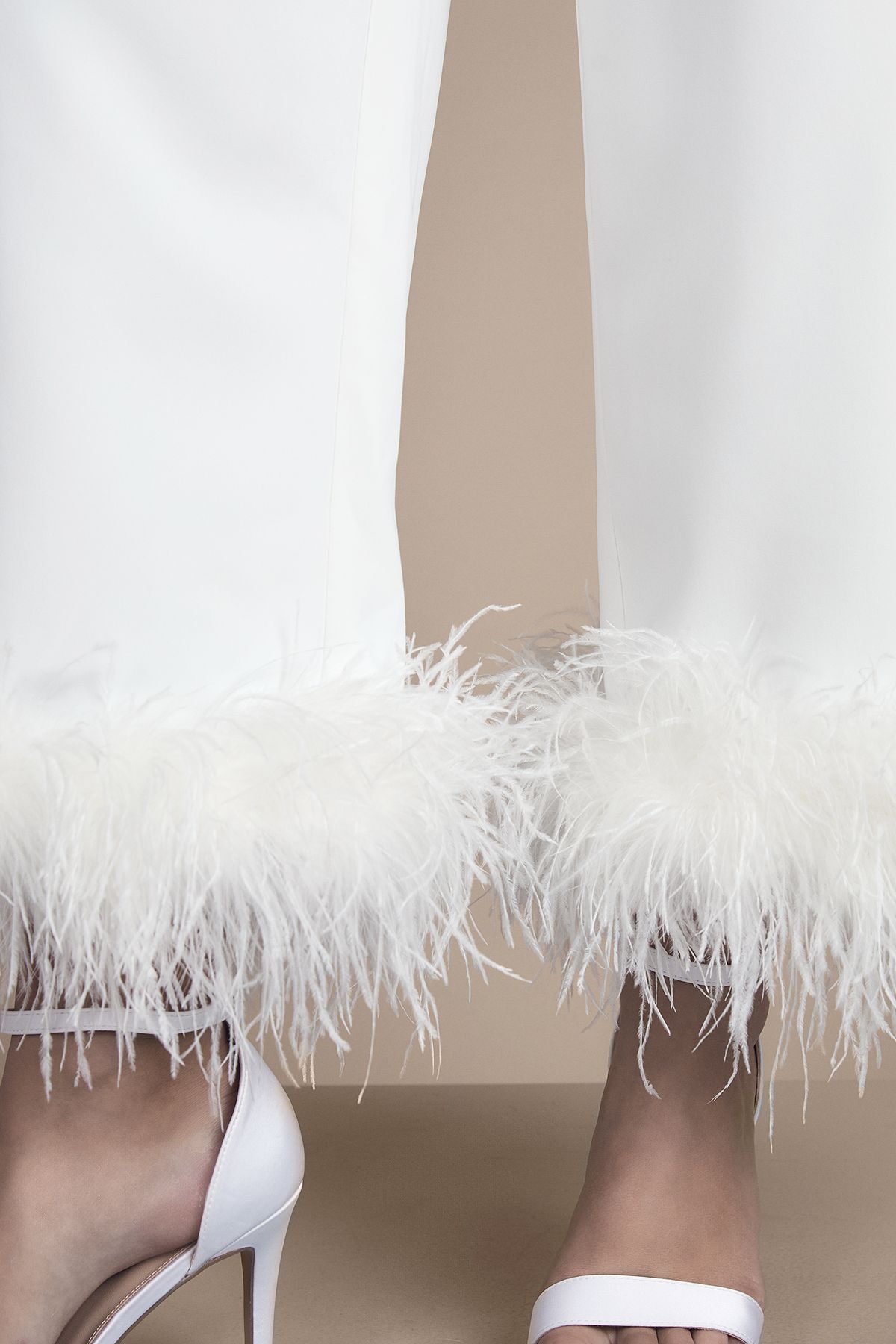 Coast Feather Trim Cropped Trouser Ivory image 4