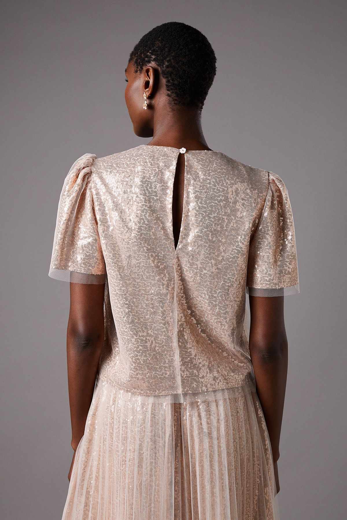Coast Sequin Tulle Tee Blush image 4