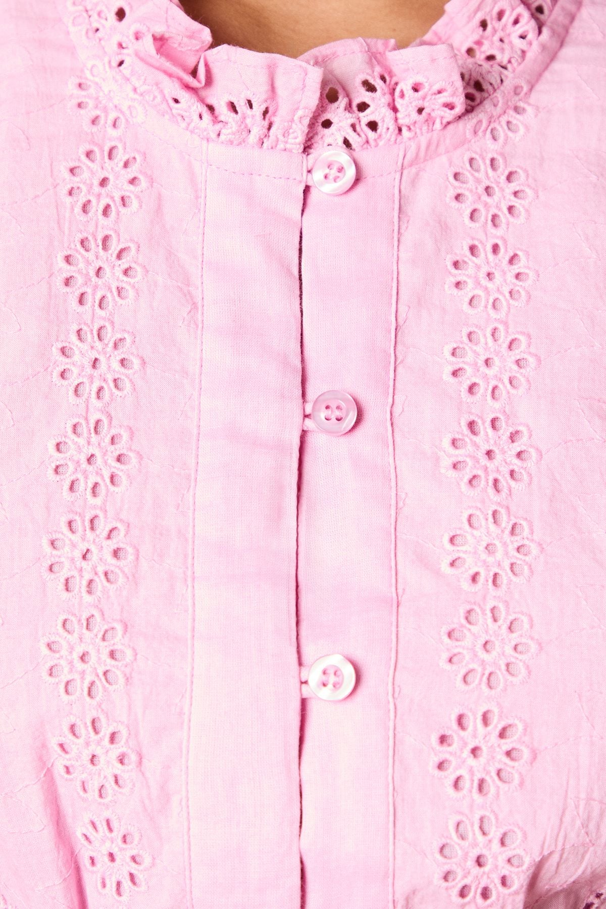 Oasis Petite Broderie Frill Detail Shirred Waist Mini Dress Soft Pink image 5