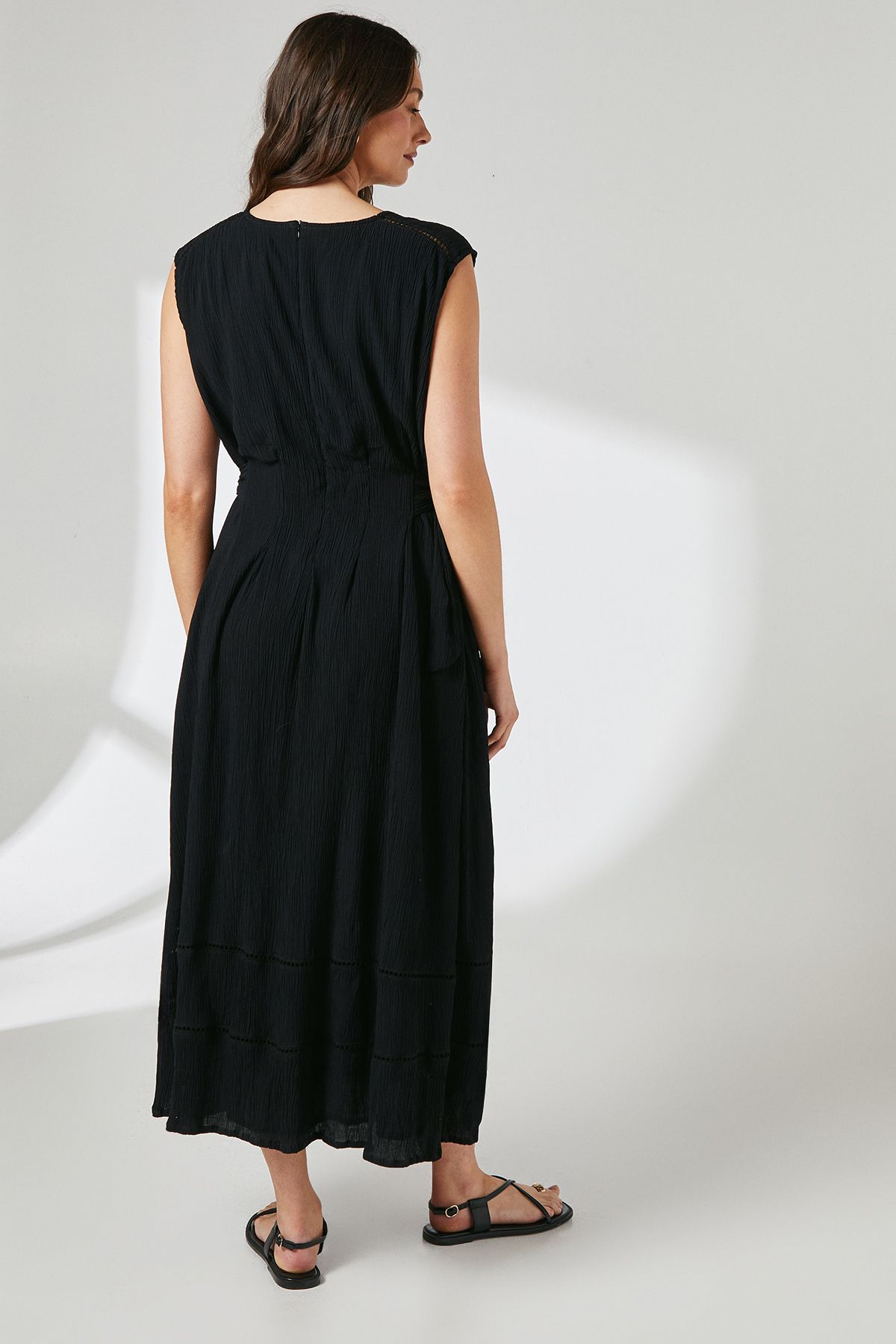 Principles Black Ladder Trim Tie Detail Midi Dress Black image 3