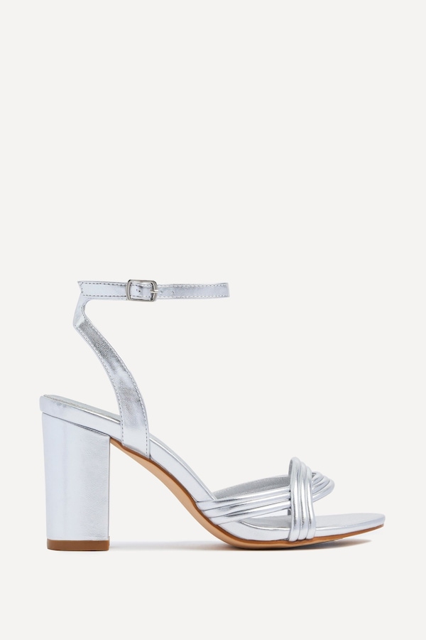 Linzi Regina Silver Faux Leather Intertwined Heels