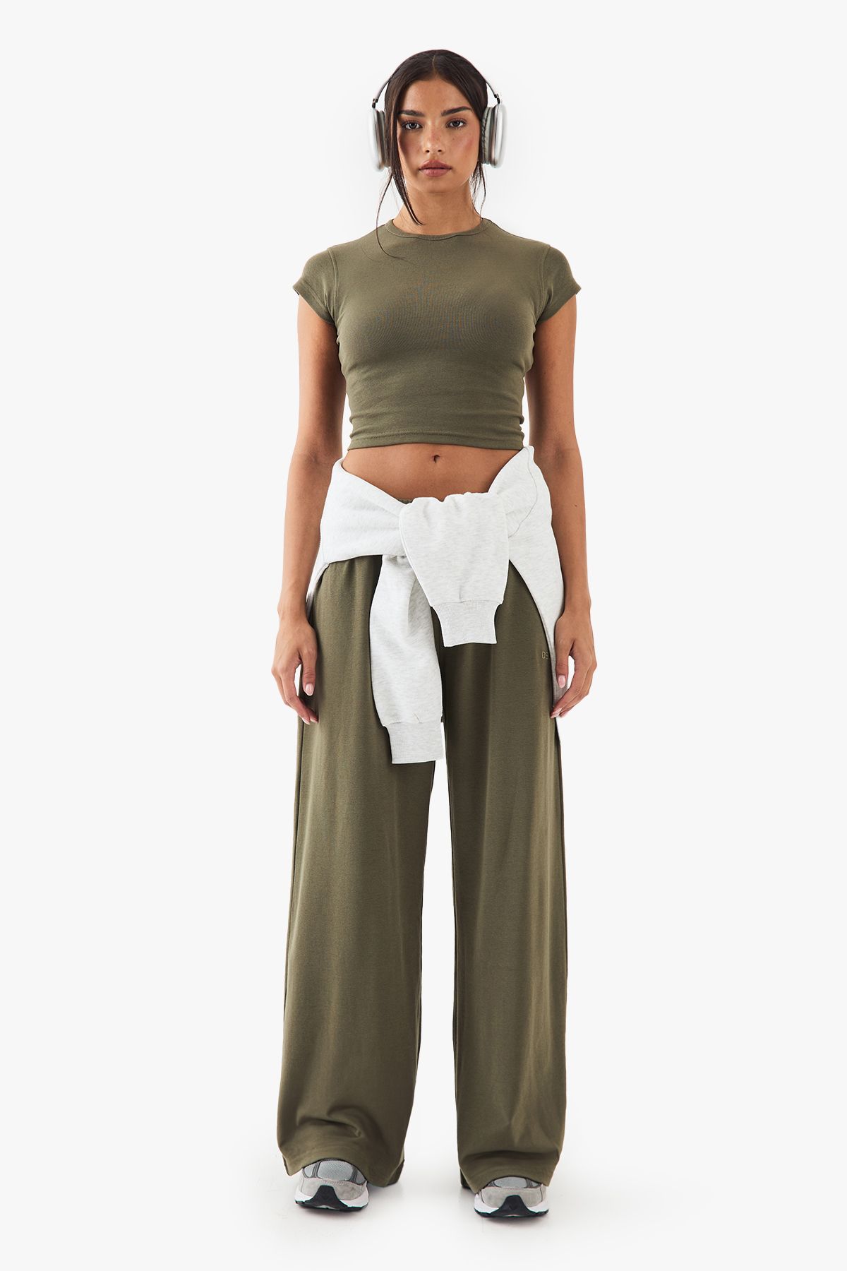 DSGN Studio DSGN Studio Embroidered Rib Wide Leg Trouser Washed Khaki image 5