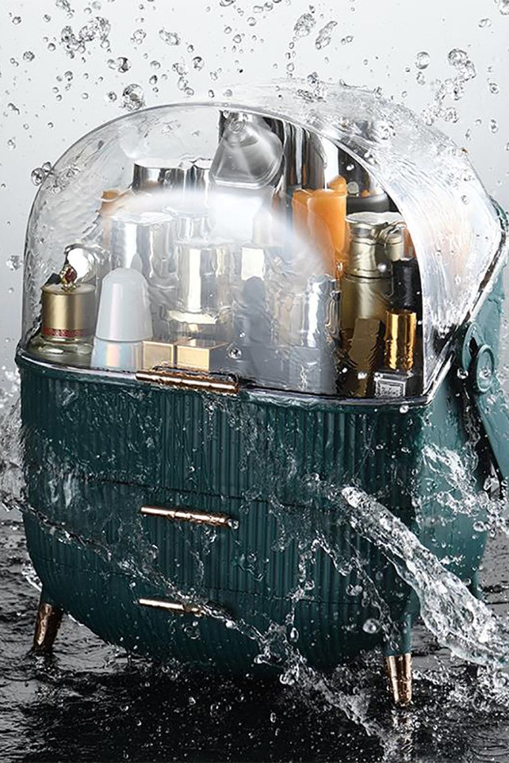 Living and Home Cosmetic Organizer Skincare Display Box With 2 Layers Of Storage Boxes And Transparent Lid Elegant Makeup Storage Organizer Box with Drawers and Handle image 4