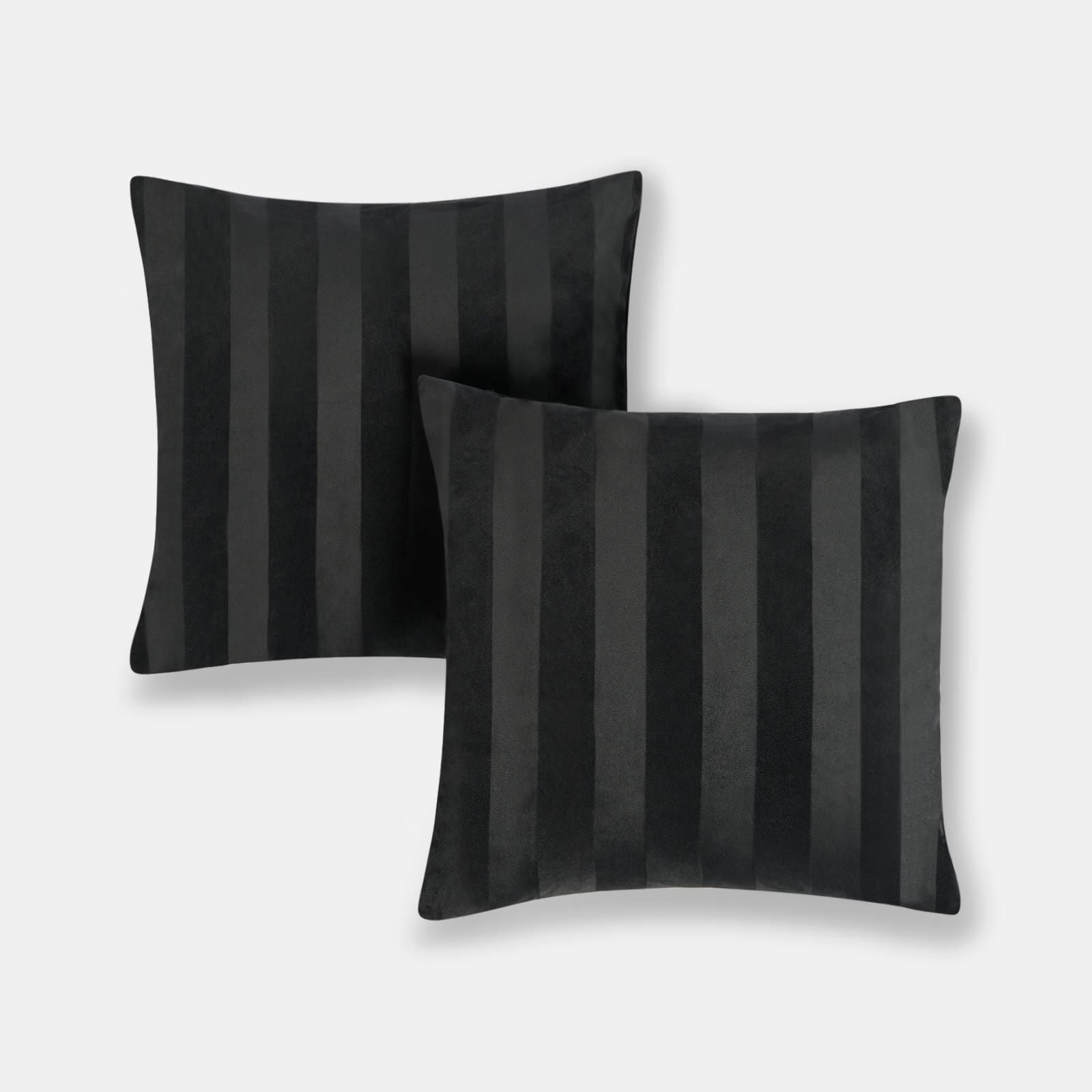 OHS 2 Pack Soft Stripe Velvet Decorative Square Cushion Covers image 1