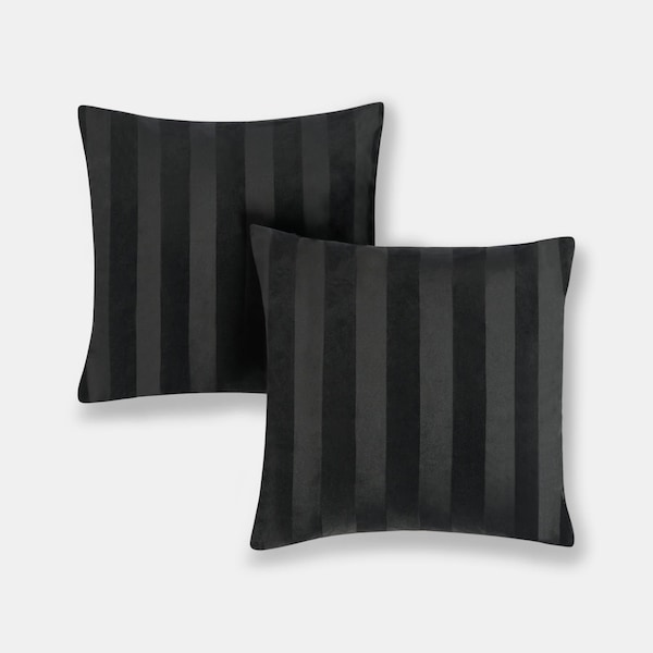 OHS 2 Pack Soft Stripe Velvet Decorative Square Cushion Covers