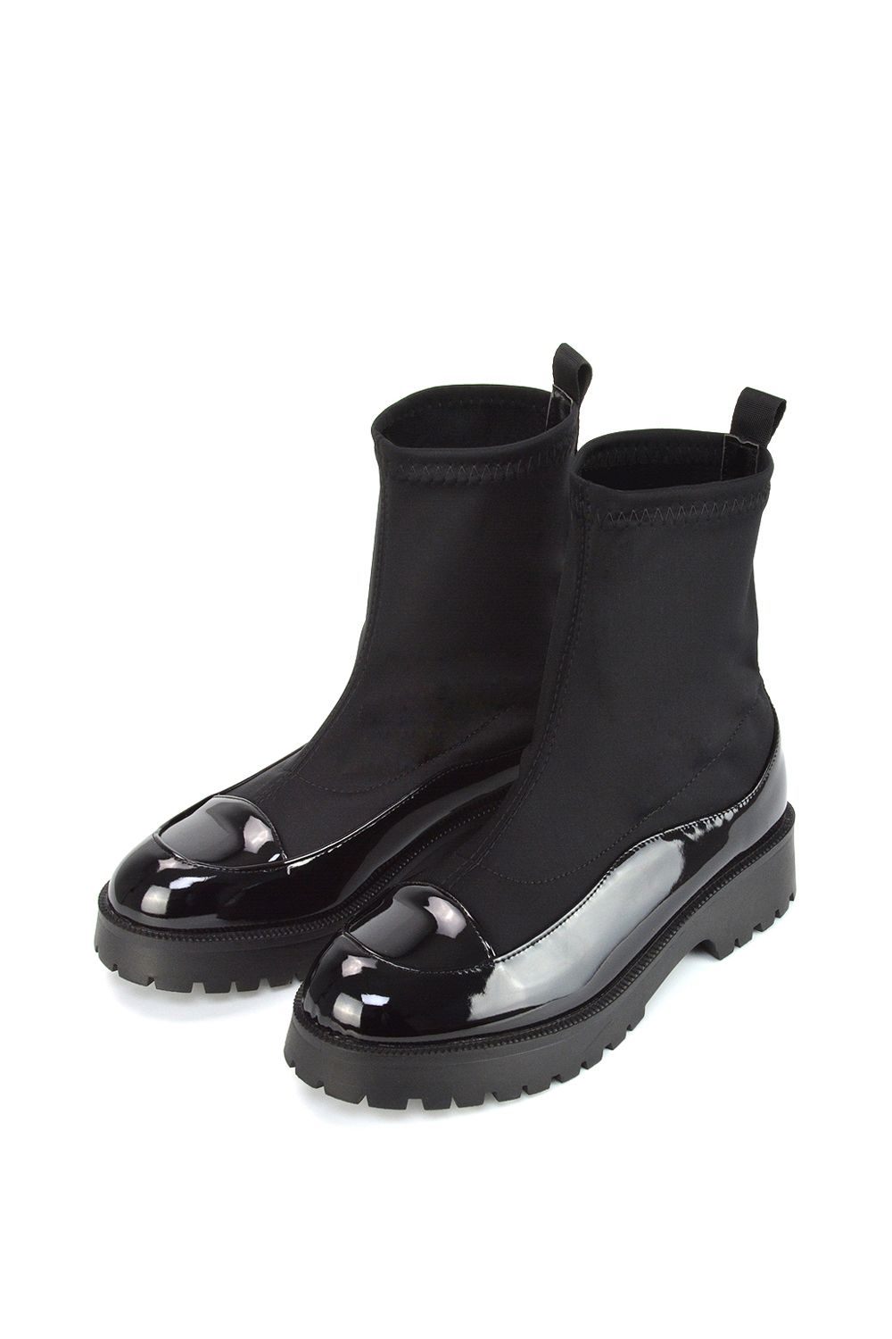 XY London 'Kerry' Sock Ankle Boots Flat Biker Booties image 2