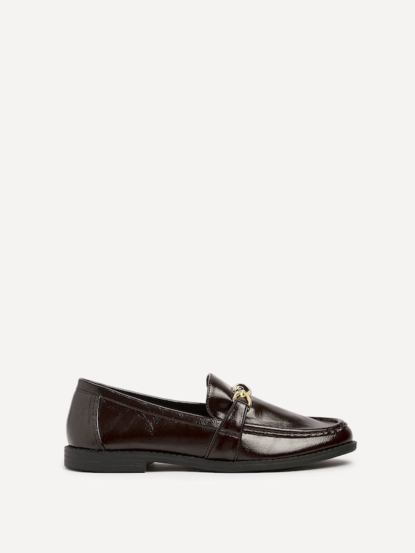 Linzi Affluent Brown Faux Leather Slip On Loafer
