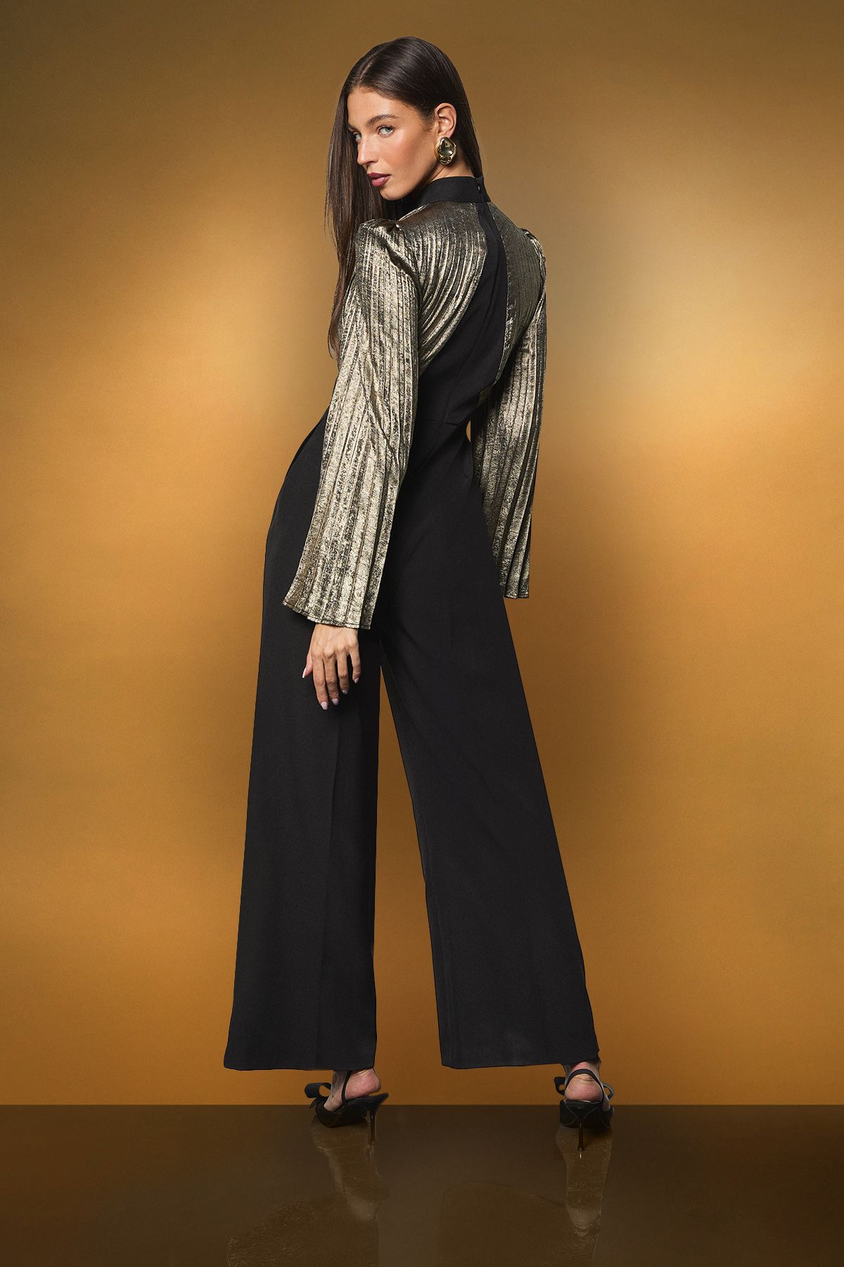 Coast Metallic Kimono Sleeve Wide Leg Jumpsuit Bronze image 3