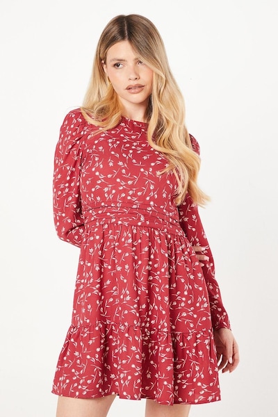 Dorothy Perkins Red Ditsy Ruffle Hem Mini Dress Red