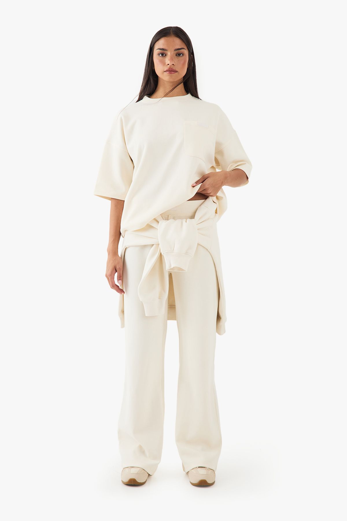 DSGN Studio DSGN Studio Pocket Detail Short Sleeve Interlock Oversized T-Shirt Cream image 4