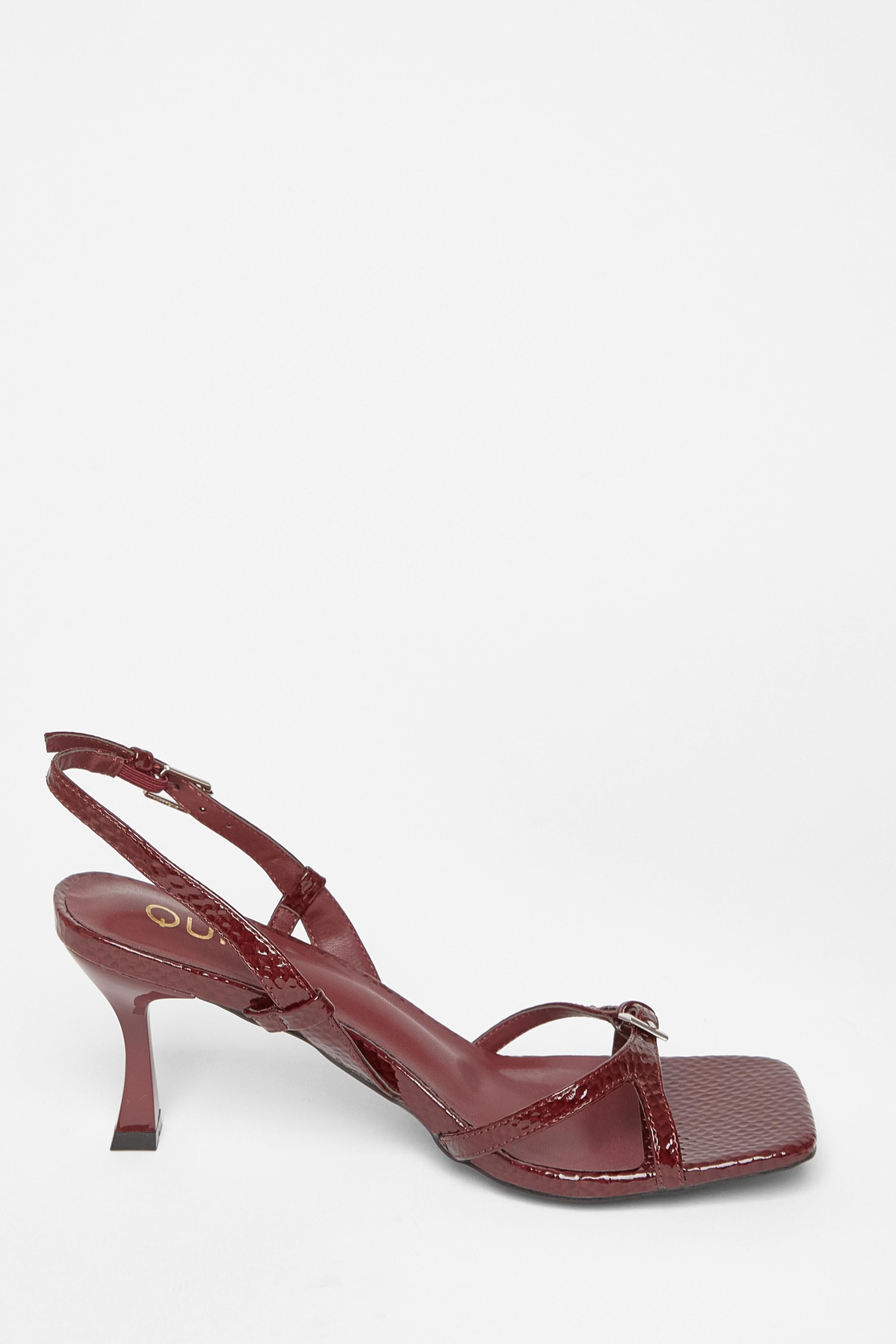 Quiz Burgundy Snake Print Strappy Heels image 5