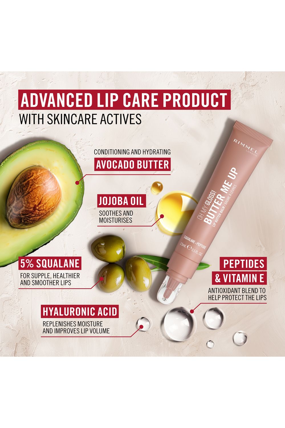 Rimmel London Oh My Gloss! Butter Me Up Lip Butter Balm 15ml 005 Red Velvet image 4