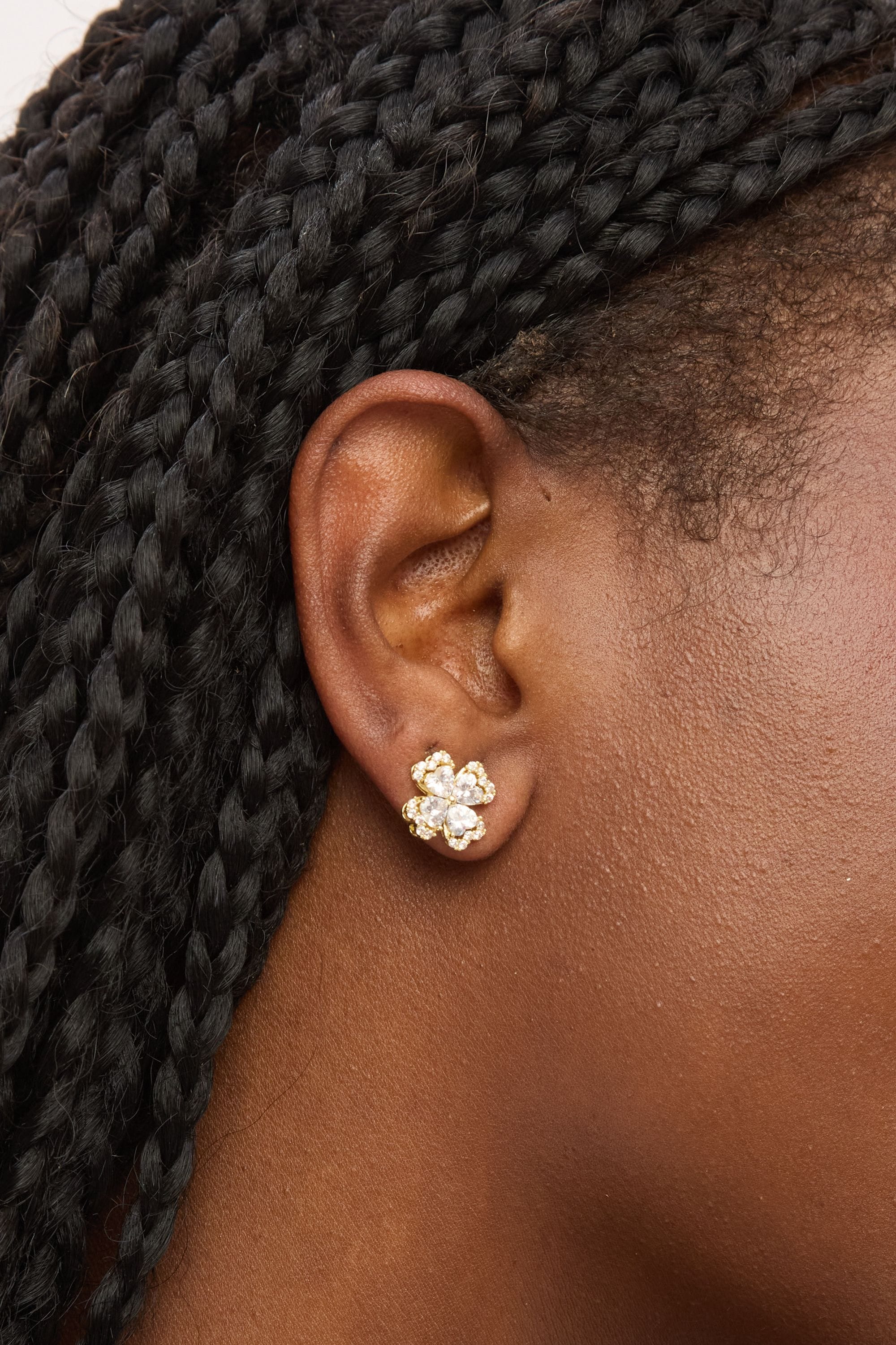 Jon Richard Gold Plated and Crystal Clover Stud Earrings image 3