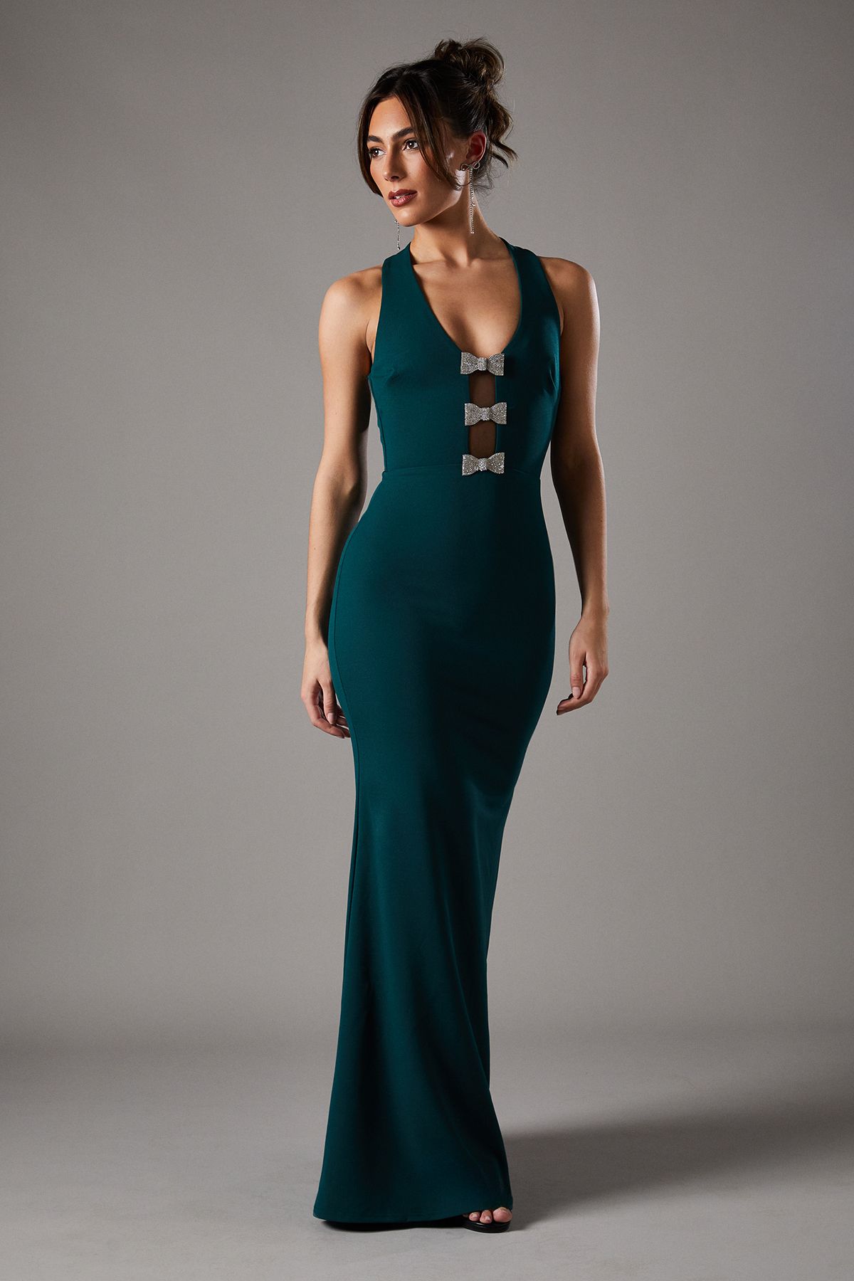Coast Halter Maxi Dress With Diamante Bow Trim Emerald image 1