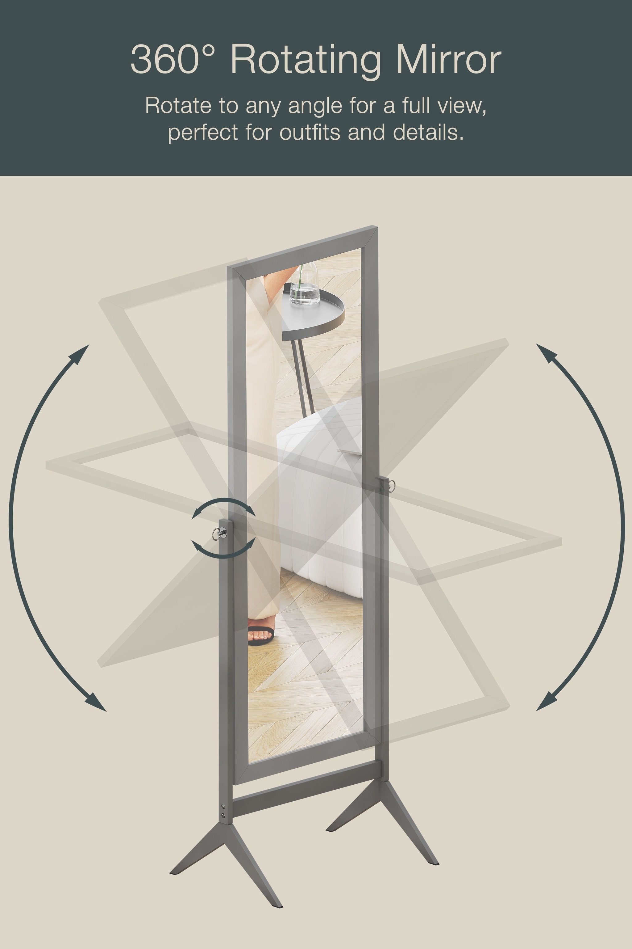 Home Discount Vida Designs Nishano Rectangle Cheval Mirror Full Length Rotating Frame image 6