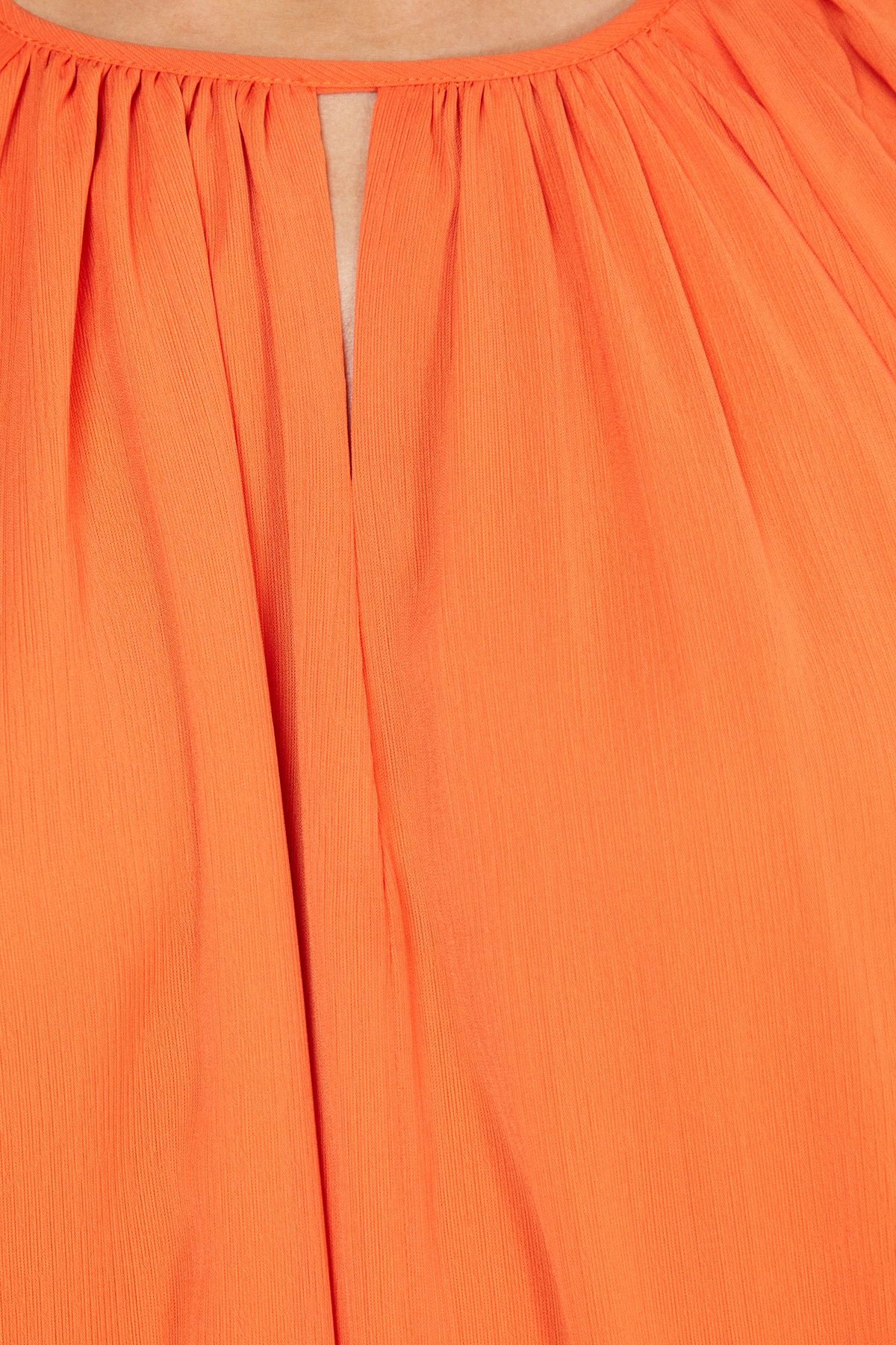 Warehouse Petite Chiffon High Neck Trapeze Maxi Dress Orange image 5